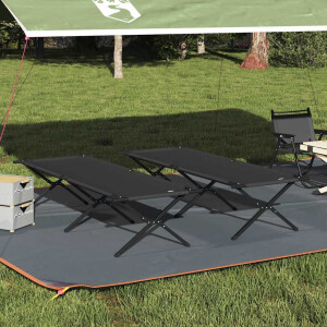 vidaXL Opvouwbaar Camping Bed 2 pcs Zwart 210 x 80 x 46 cm Oxford stof