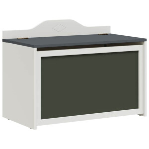 vidaXL Speelgoeddoos Grijs en wit 73 x 33 x 55 cm Bewerkt hout