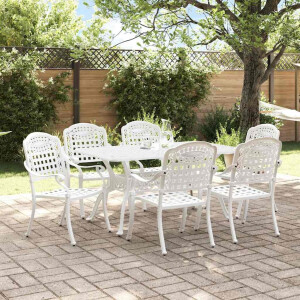 vidaXL Tuin eettafelset 7 pcs Wit Aluminium