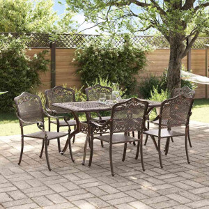 vidaXL Tuin eettafelset 7 pcs Brons Aluminium
