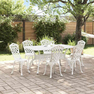 vidaXL Tuin eettafelset 7 pcs Wit Aluminium
