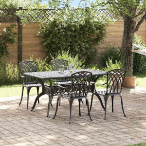 vidaXL Tuin eettafelset 5 pcs Zwart Aluminium