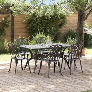vidaXL Tuin eettafelset 7 pcs Zwart Aluminium