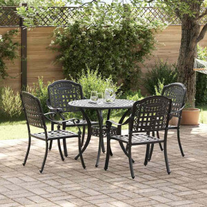 vidaXL Tuin eettafelset 5 pcs Zwart Aluminium