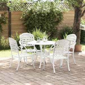 vidaXL Tuin eettafelset 5 pcs Wit Aluminium