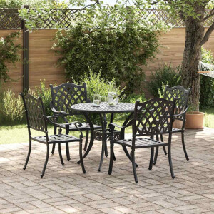 vidaXL Tuin eettafelset 5 pcs Zwart Aluminium