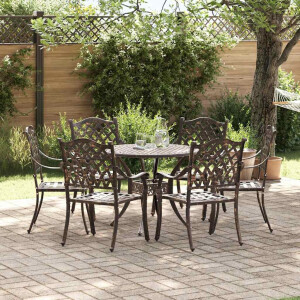 vidaXL Tuin eettafelset 7 pcs Brons Aluminium