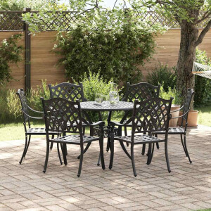 vidaXL Tuin eettafelset 7 pcs Zwart Aluminium