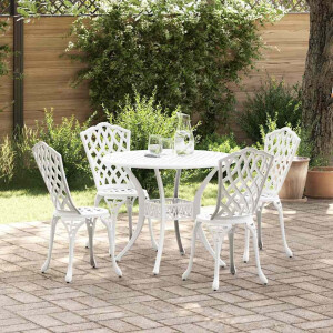 vidaXL Tuin eettafelset 5 pcs Wit Aluminium