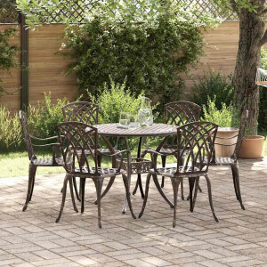 vidaXL Tuin eettafelset 7 pcs Brons Aluminium