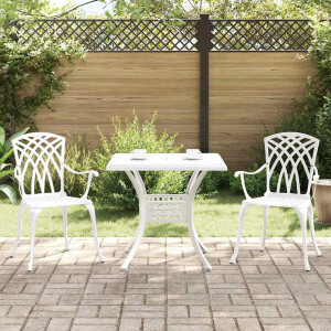 vidaXL Tuinset 3 pcs Wit Gegoten aluminium