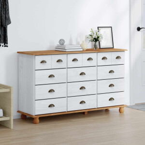 vidaXL Ladekast ASKIM Wit 79 x 40 x 133,5 cm Massief grenenhout
