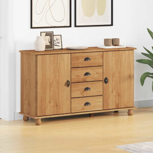 vidaXL Dressoir met lade ASKIM 133,5 x 40 x 79 cm Massief grenenhout