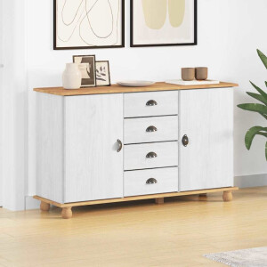 vidaXL Dressoir met lade ASKIM 133,5 x 40 x 79 cm Massief grenenhout