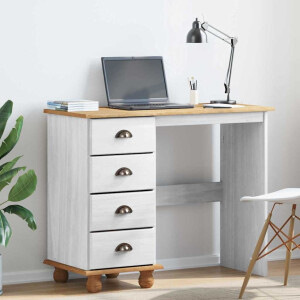 vidaXL Schrijfbureau ASKIM Wit 95 x 40 x 75 cm Massief grenenhout