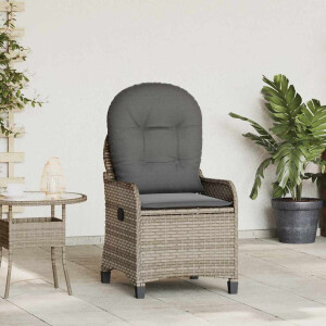 vidaXL Ligstoel met kussen Grijs 56 x 66 x 95 cm poly rattan