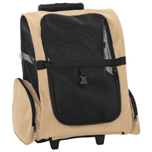 vidaXL Huisdierentrolley 3-in-1 48x32x(57-106) cm oxford stof zandkleurig