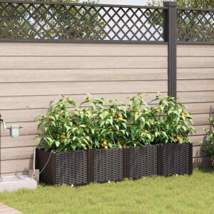 vidaXL Tuin Bloempot 4 pcs Bruin Staal
