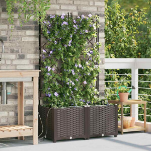 vidaXL Tuin Bloempot 2 pcs Bruin Staal