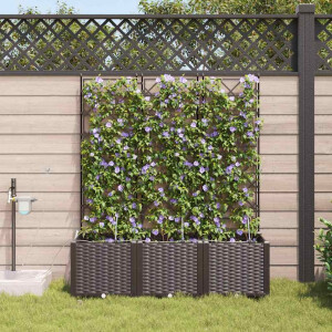 vidaXL Tuin Bloempot 3 pcs Bruin Staal
