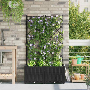vidaXL Tuin Bloempot 2 pcs Zwart 80 x 40 x 143 cm Staal
