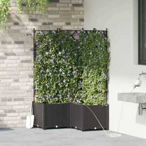 vidaXL Tuin Bloempot 3 pcs Zwart Staal