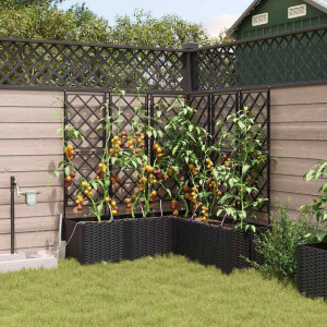 vidaXL Tuin Bloempot 5 pcs Zwart Staal
