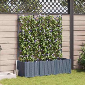 vidaXL Tuin Bloempot 3 pcs Licht Grijs 120 x 40 x 143 cm Staal