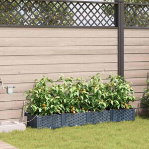vidaXL Tuin Bloempot 4 pcs Licht Grijs Staal