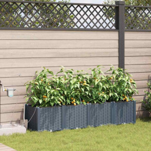 vidaXL Tuin Bloempot 4 pcs Licht Grijs Staal