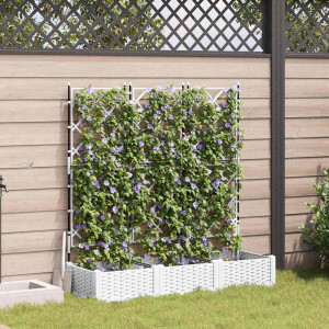 vidaXL Tuin Bloempot 3 pcs Wit 120 x 40 x 125,5 cm Staal