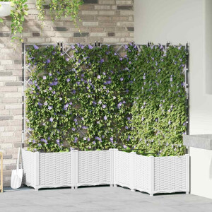 vidaXL Tuin Bloempot 5 pcs Wit 120 x 120 x 143 cm Staal