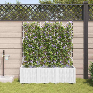 vidaXL Tuin Bloempot 3 pcs Wit Staal