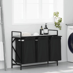 vidaXL Wasmand 3 vakken met plank grijs sonoma eiken