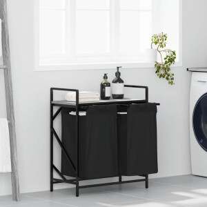 vidaXL Wasmand 2 vakken met plank grijs sonoma eiken