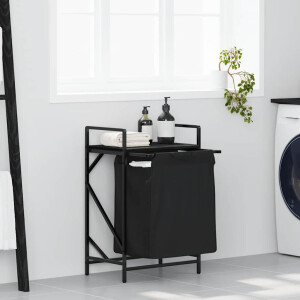 vidaXL Wasmand 1 vak met plank zwart eikenkleurig