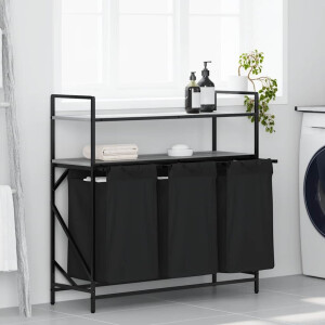 vidaXL Wasmand 3 vakken met planken grijs sonoma eiken