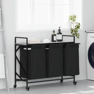 vidaXL Wasmand 3 vakken met planken grijs sonoma eiken