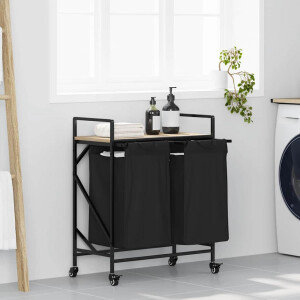 vidaXL Wasmand 2 vakken met planken sonoma eikenkleurig