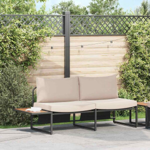 vidaXL Tuinbank met kussen met kussen Taupe 200,5 x 70 x 85,5 cm Staal