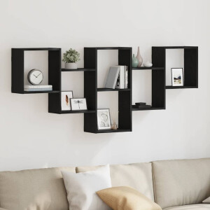 vidaXL Wandplank Zwart Eiken 159x18x66 cm Bewerkt Hout