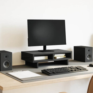 vidaXL Monitorstandaard Zwart Eiken 50x27x15 cm Bewerkt Hout