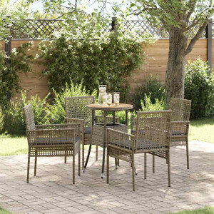 vidaXL Tuin eettafelset 5 pcs Grijs poly rattan