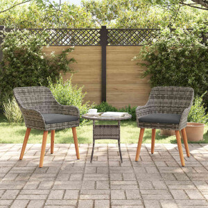 vidaXL Tuinstoel met kussen 2 pcs Grijs 62,5 x 55 x 82 cm poly rattan