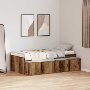 vidaXL Bedframe met lade met opslag Oud Hout 100 x 200 cm Bewerkt hout