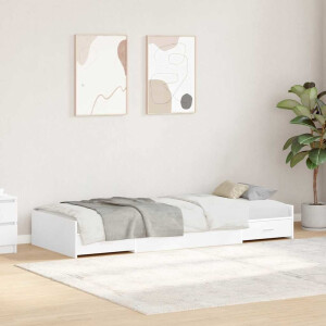 vidaXL Bedframe met hoofdeinde met lade Wit 98.5 x 200 cm Bewerkt hout