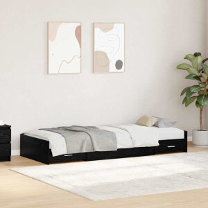 vidaXL Opbergbedframe met hoofdeinde Zwart Eiken 90 x 200 cm Bewerkt hout
