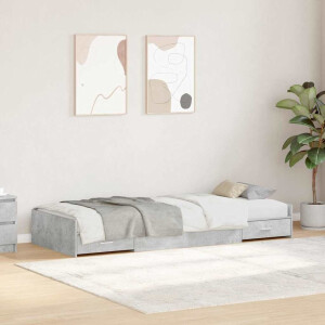 vidaXL Opbergbedframe met hoofdeinde Beton Grijs 90 x 200 cm Bewerkt hout