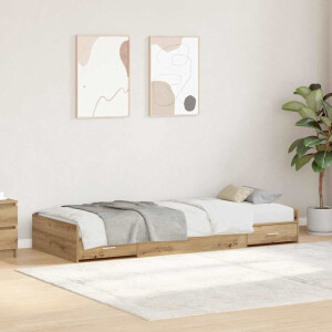 vidaXL Opbergbedframe met hoofdeinde Artisan Eiken 90 x 200 cm Bewerkt hout