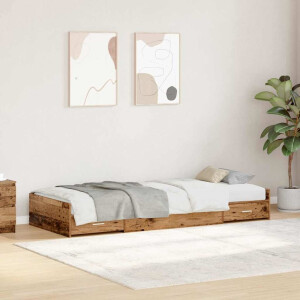 vidaXL Bedframe met hoofdeinde Oud Hout 90 x 190 cm Bewerkt hout